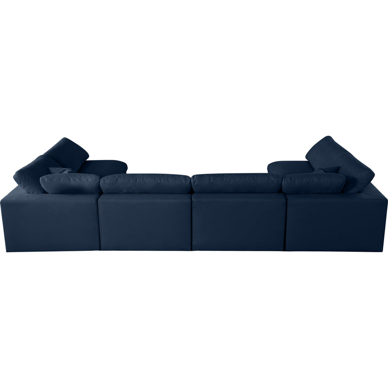 Meridian Serene Navy Linen Textured Fabric Deluxe Comfort Modular Sectional IMAGE 4