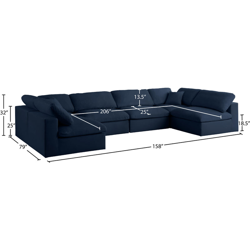 Meridian Serene Navy Linen Textured Fabric Deluxe Comfort Modular Sectional IMAGE 9