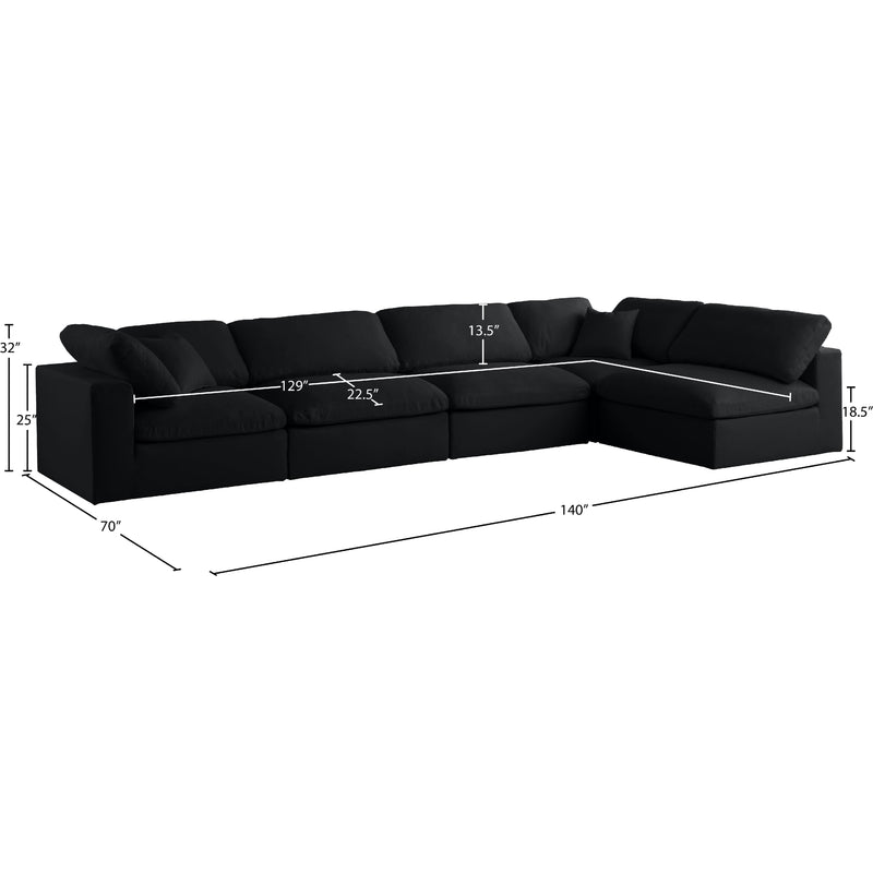 Meridian Plush Black Velvet Standard Comfort Modular Sectional IMAGE 12