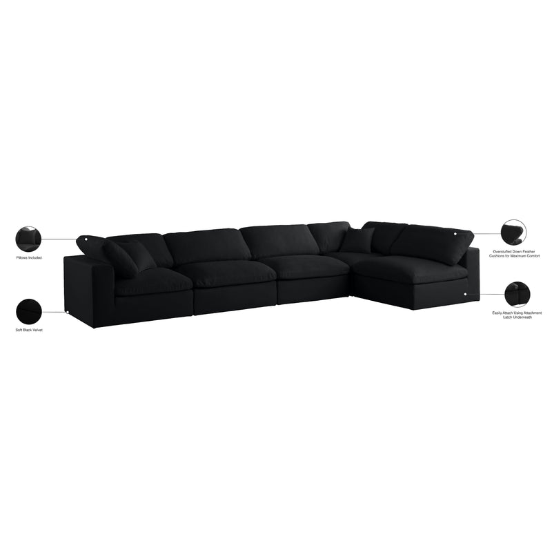 Meridian Plush Black Velvet Standard Comfort Modular Sectional IMAGE 13