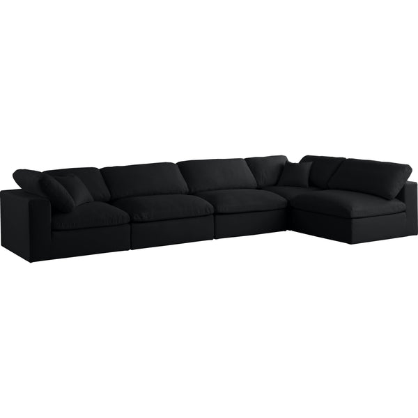 Meridian Plush Black Velvet Standard Comfort Modular Sectional IMAGE 1