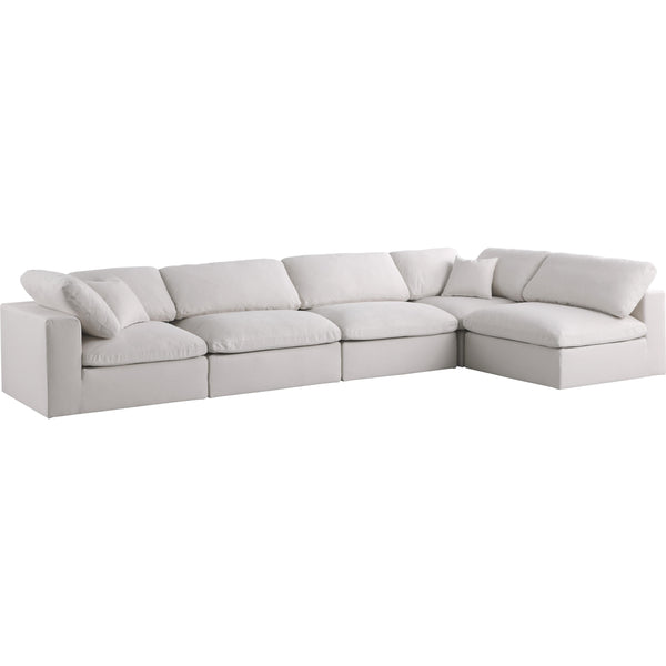 Meridian Plush Cream Velvet Standard Comfort Modular Sectional IMAGE 1