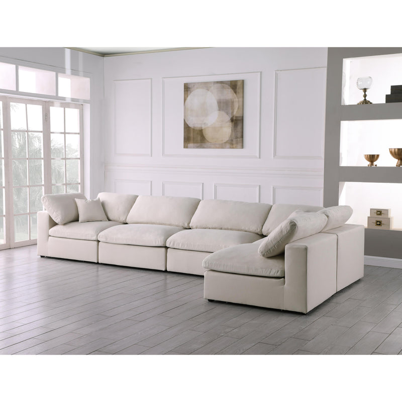 Meridian Plush Cream Velvet Standard Comfort Modular Sectional IMAGE 4