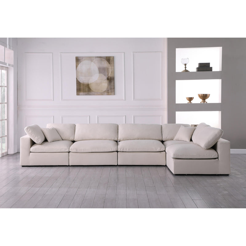 Meridian Plush Cream Velvet Standard Comfort Modular Sectional IMAGE 5