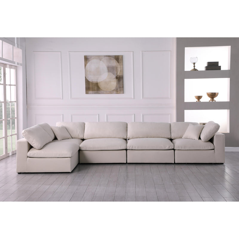 Meridian Plush Cream Velvet Standard Comfort Modular Sectional IMAGE 6