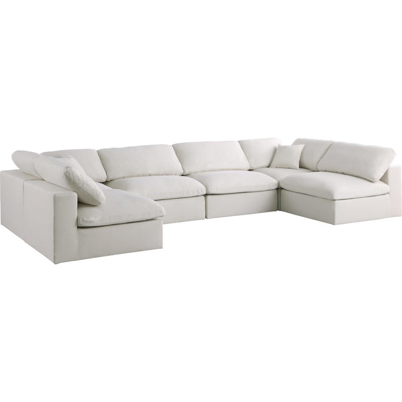 Meridian Plush Cream Velvet Standard Comfort Modular Sectional IMAGE 1