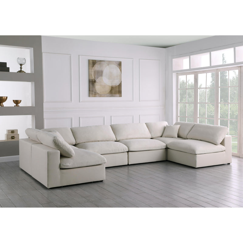 Meridian Plush Cream Velvet Standard Comfort Modular Sectional IMAGE 2