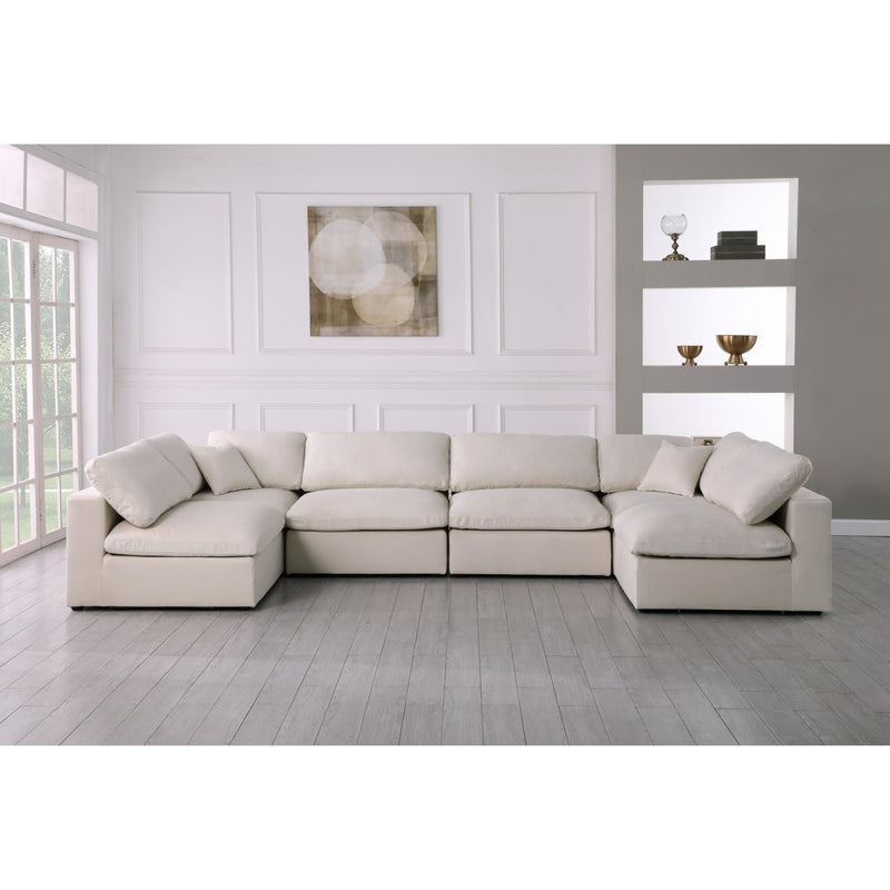 Meridian Plush Cream Velvet Standard Comfort Modular Sectional IMAGE 3