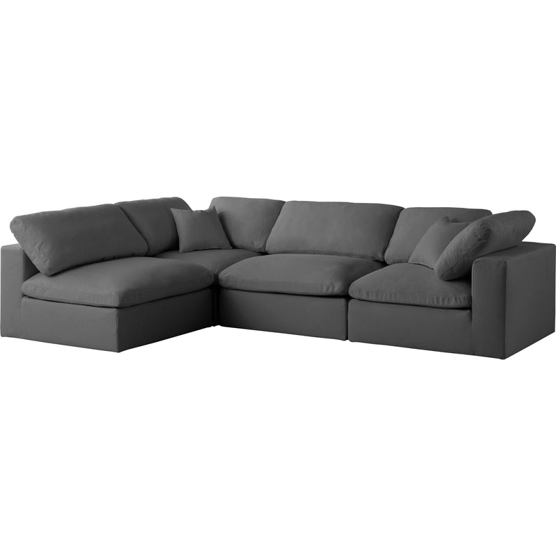 Meridian Plush Grey Velvet Standard Comfort Modular Sectional IMAGE 2