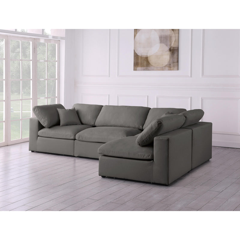 Meridian Plush Grey Velvet Standard Comfort Modular Sectional IMAGE 4