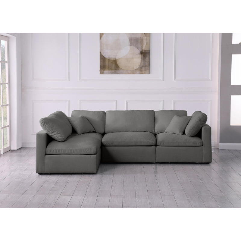 Meridian Plush Grey Velvet Standard Comfort Modular Sectional IMAGE 5