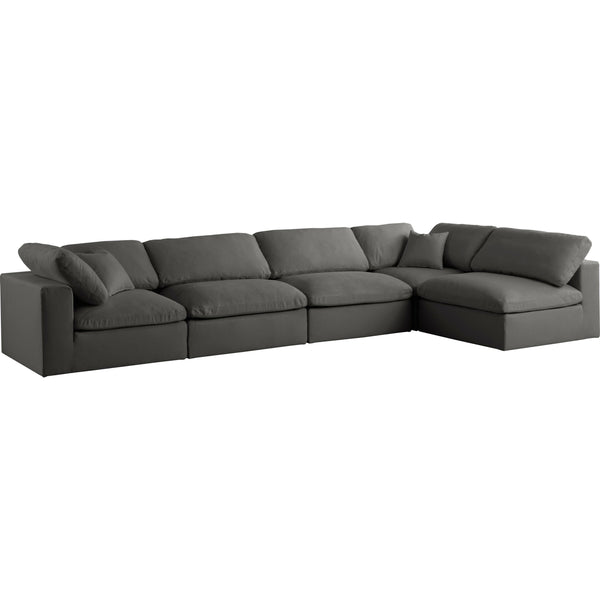 Meridian Plush Grey Velvet Standard Comfort Modular Sectional IMAGE 1