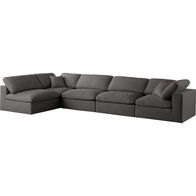 Meridian Plush Grey Velvet Standard Comfort Modular Sectional IMAGE 2