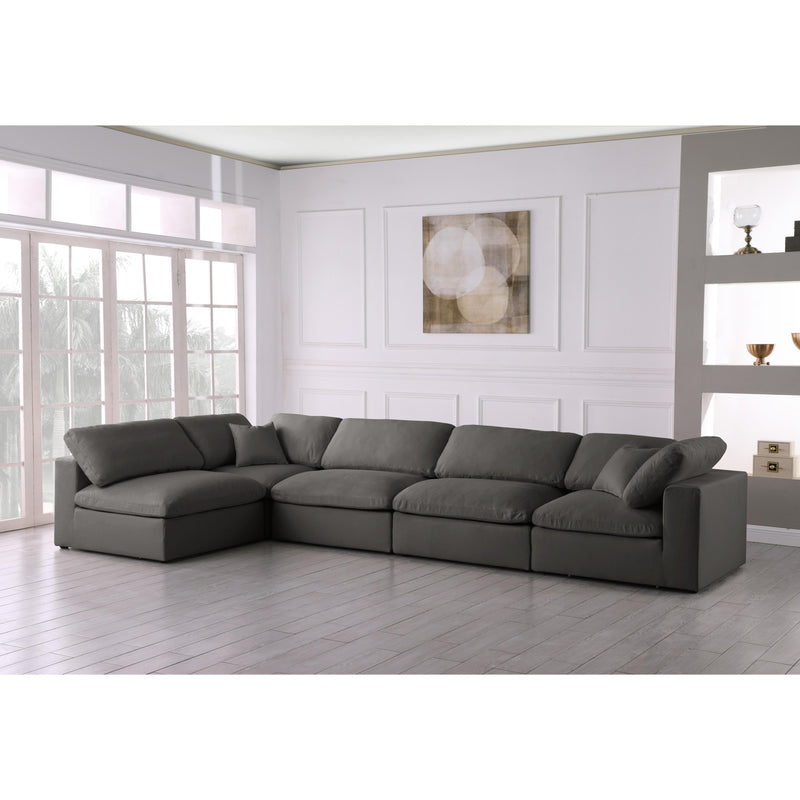 Meridian Plush Grey Velvet Standard Comfort Modular Sectional IMAGE 3