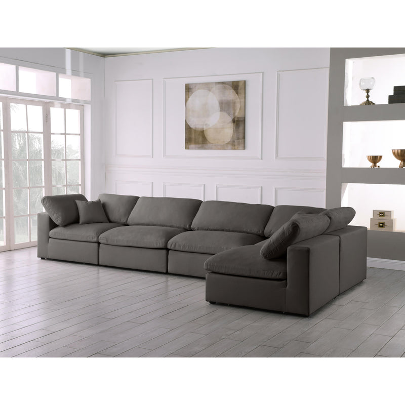 Meridian Plush Grey Velvet Standard Comfort Modular Sectional IMAGE 4