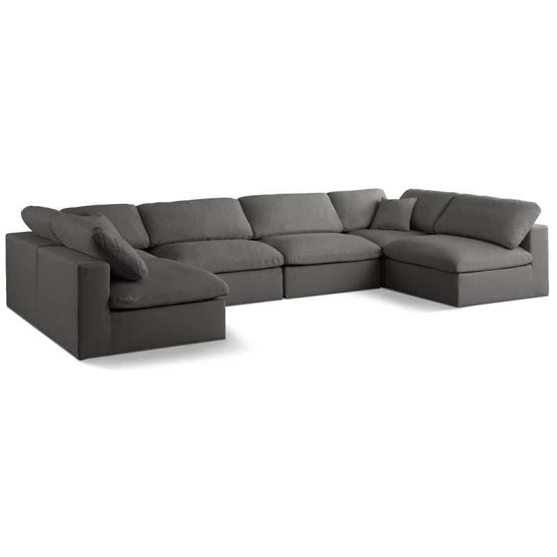 Meridian Plush Grey Velvet Standard Comfort Modular Sectional IMAGE 1