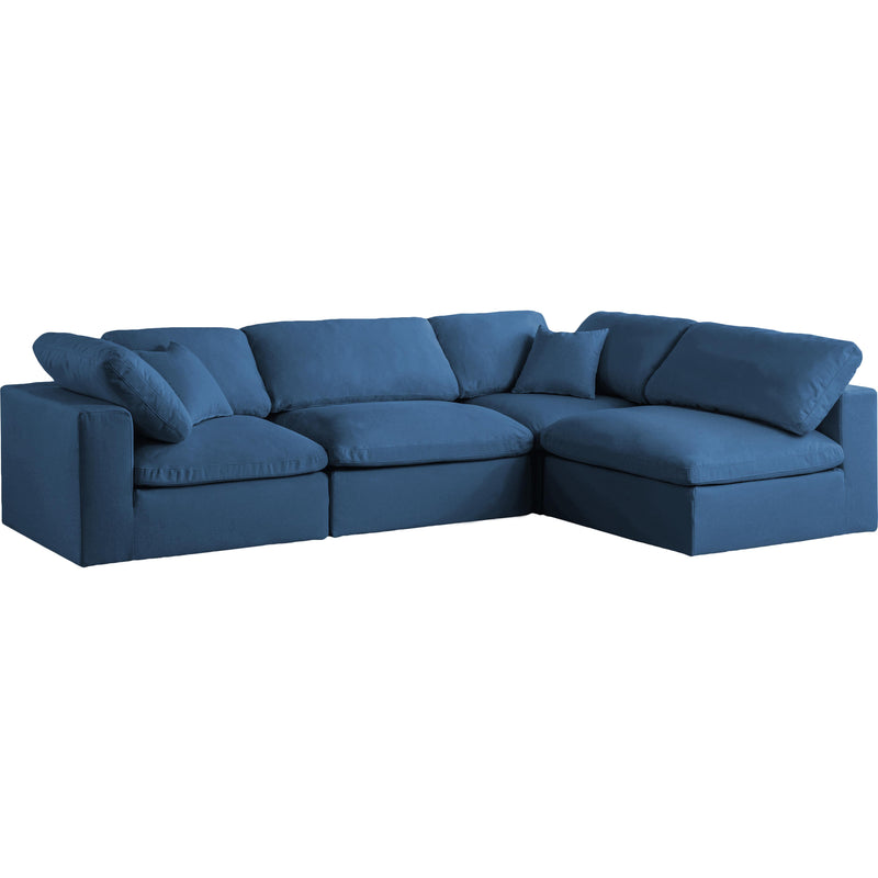 Meridian Plush Navy Velvet Standard Comfort Modular Sectional IMAGE 1