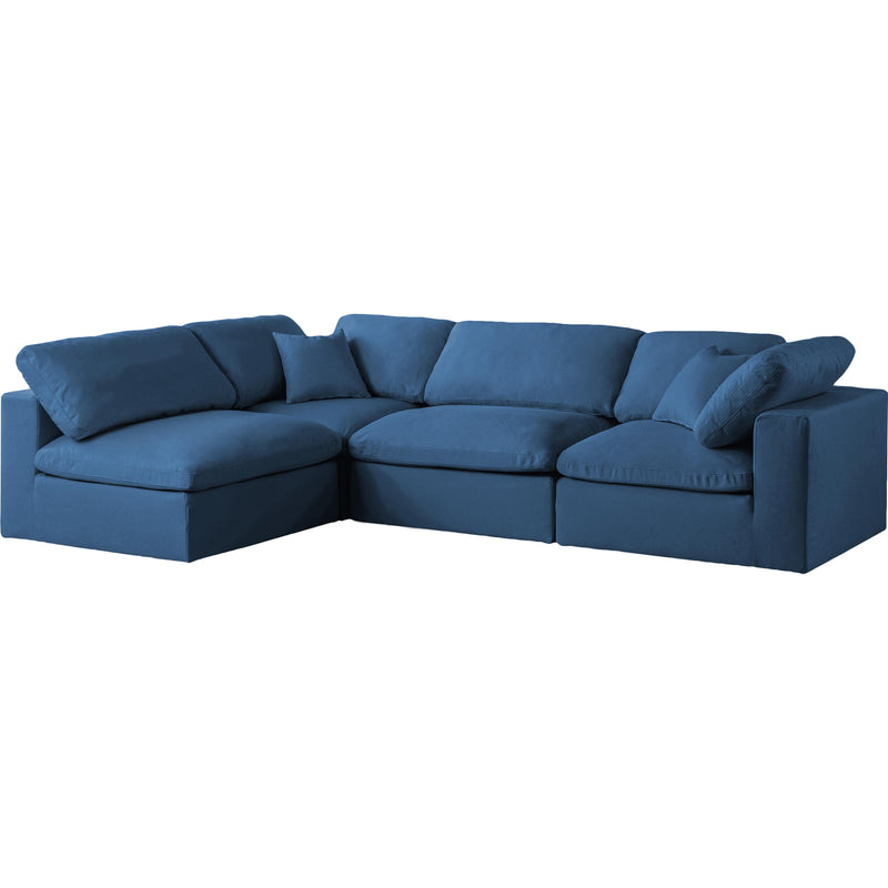 Meridian Plush Navy Velvet Standard Comfort Modular Sectional IMAGE 2