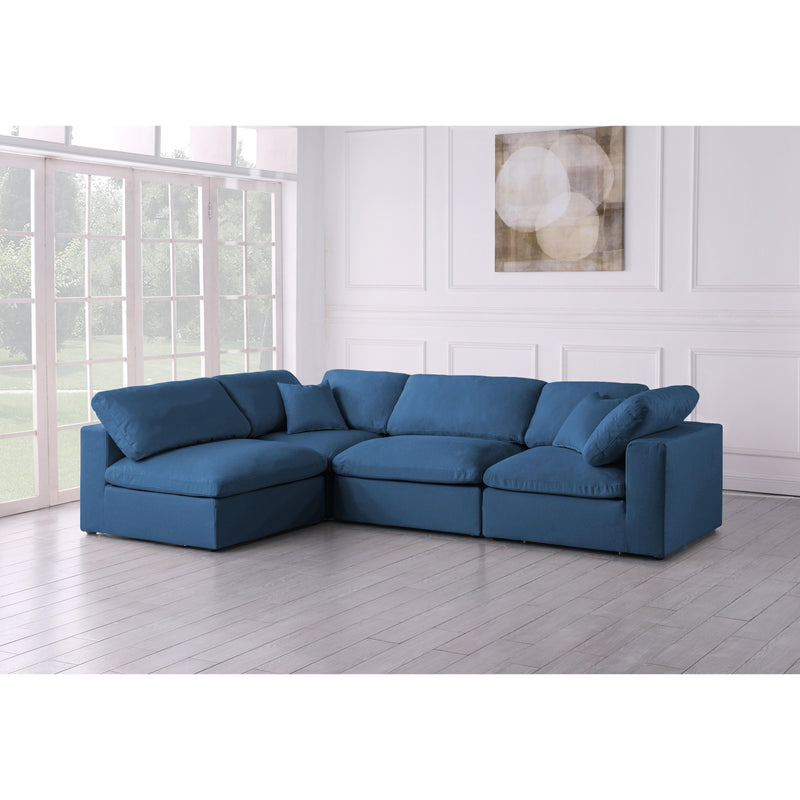 Meridian Plush Navy Velvet Standard Comfort Modular Sectional IMAGE 3