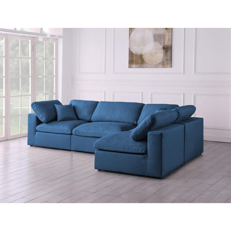 Meridian Plush Navy Velvet Standard Comfort Modular Sectional IMAGE 4