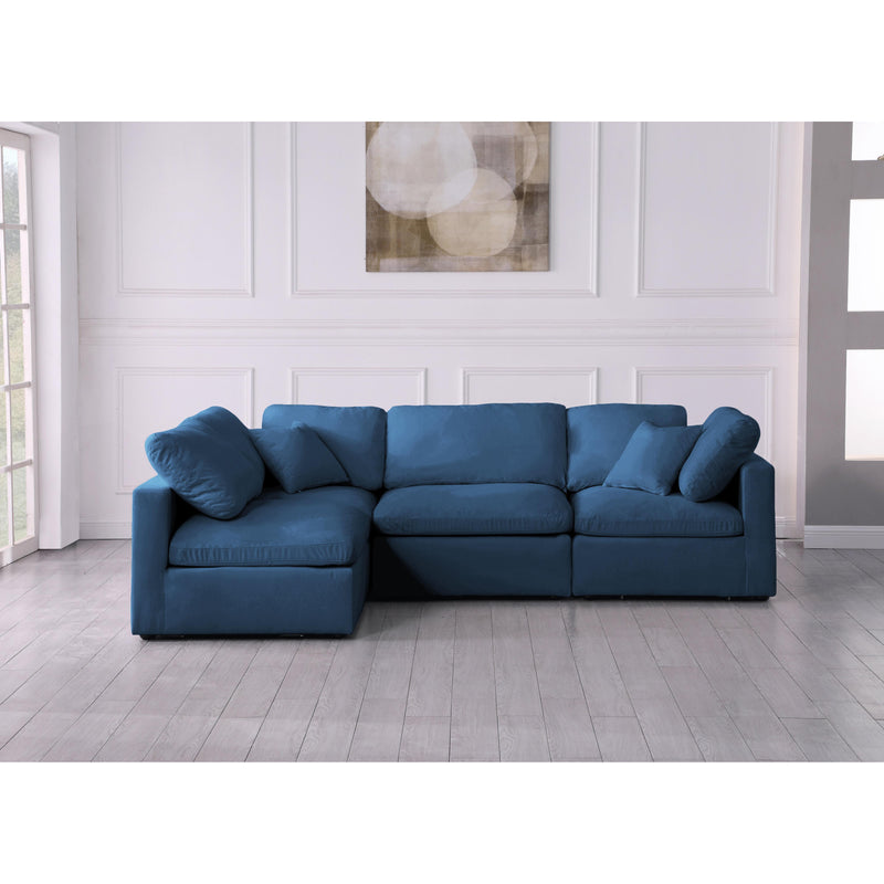 Meridian Plush Navy Velvet Standard Comfort Modular Sectional IMAGE 5