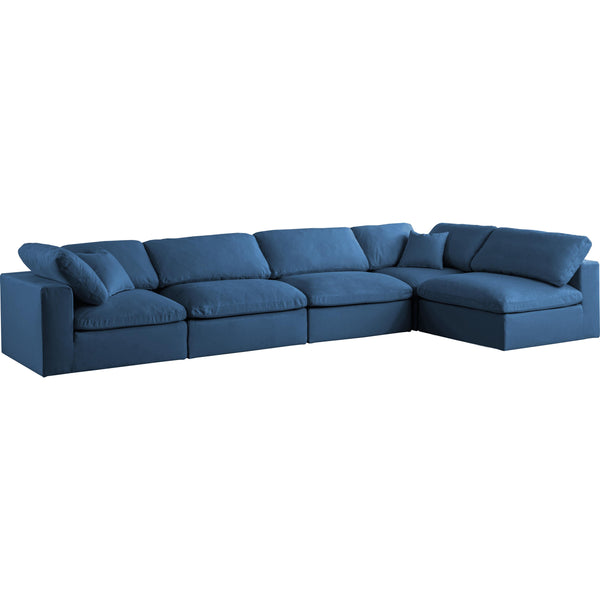 Meridian Plush Navy Velvet Standard Comfort Modular Sectional IMAGE 1