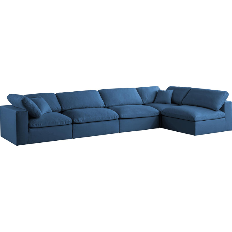 Meridian Plush Navy Velvet Standard Comfort Modular Sectional IMAGE 1