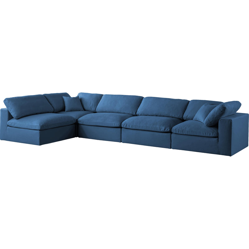 Meridian Plush Navy Velvet Standard Comfort Modular Sectional IMAGE 2