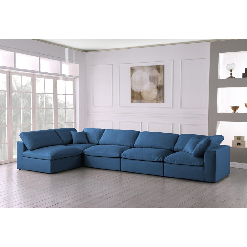 Meridian Plush Navy Velvet Standard Comfort Modular Sectional IMAGE 3