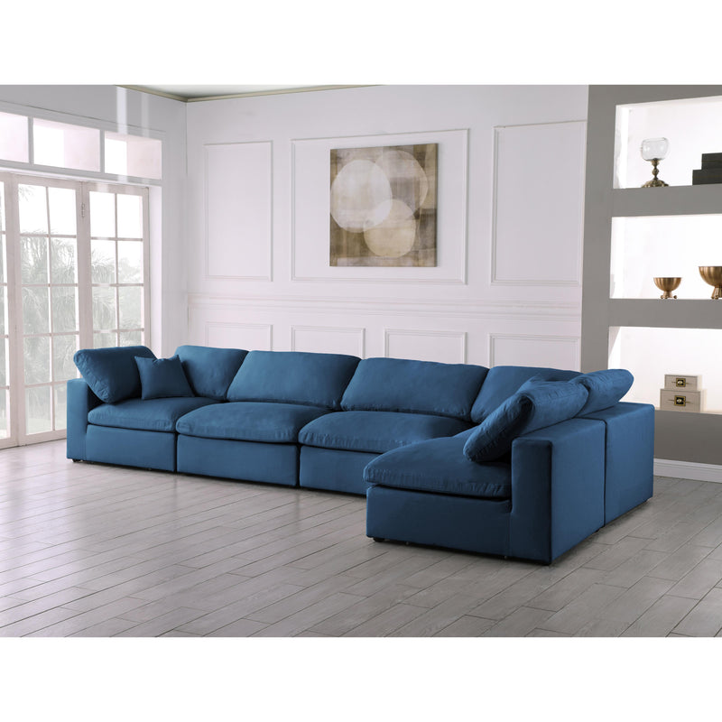 Meridian Plush Navy Velvet Standard Comfort Modular Sectional IMAGE 4