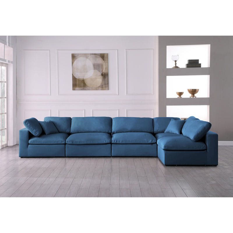 Meridian Plush Navy Velvet Standard Comfort Modular Sectional IMAGE 5