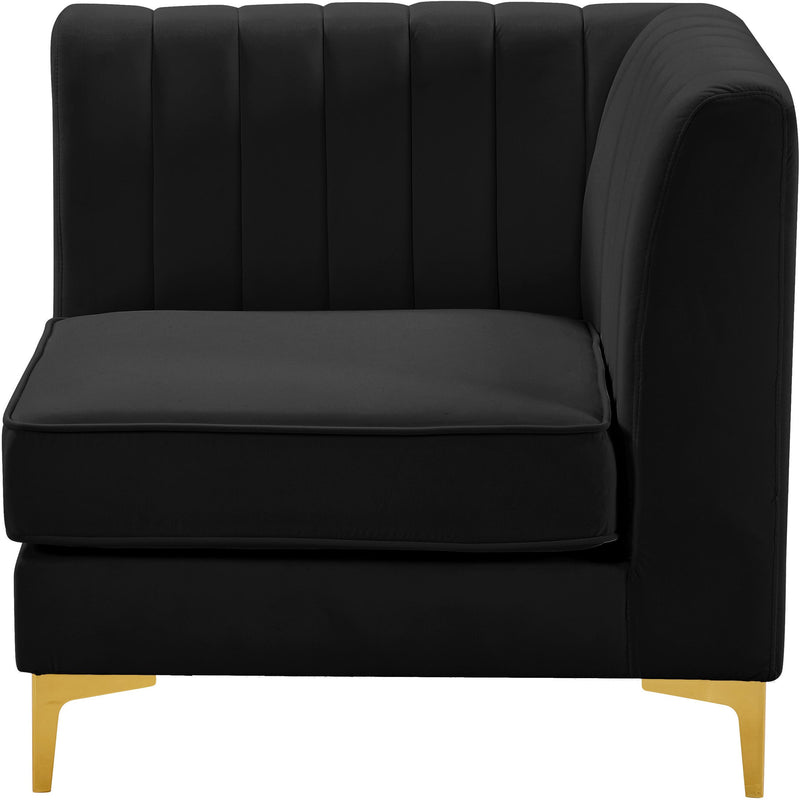 Meridian Alina Black Velvet Corner Chair IMAGE 5