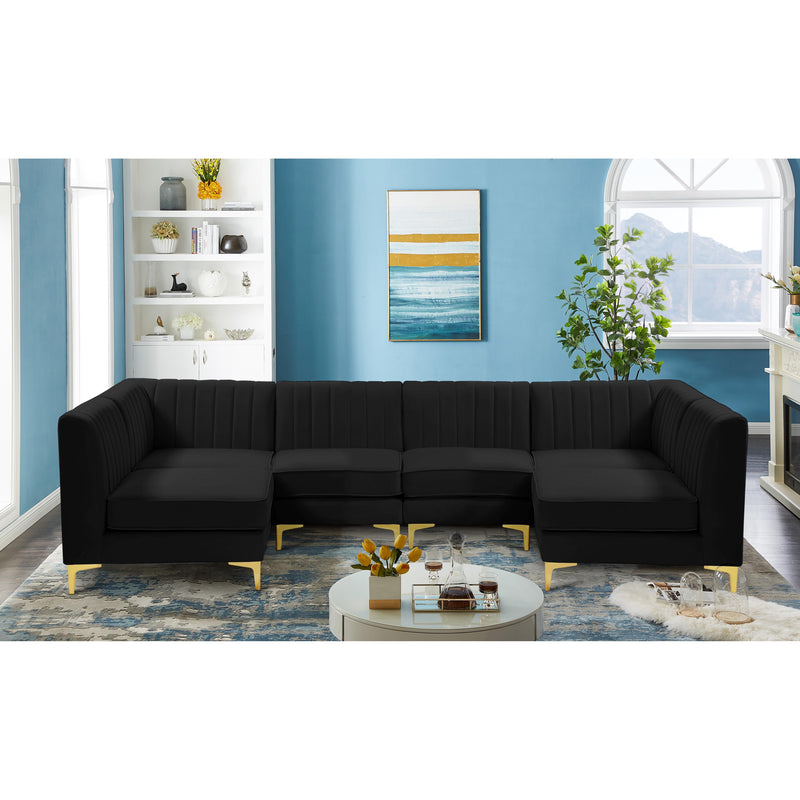 Meridian Alina Black Velvet Modular Sectional IMAGE 12