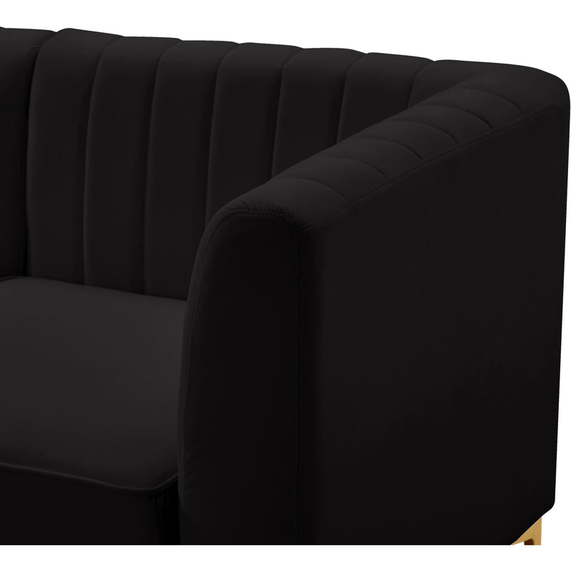 Meridian Alina Black Velvet Modular Sectional IMAGE 3