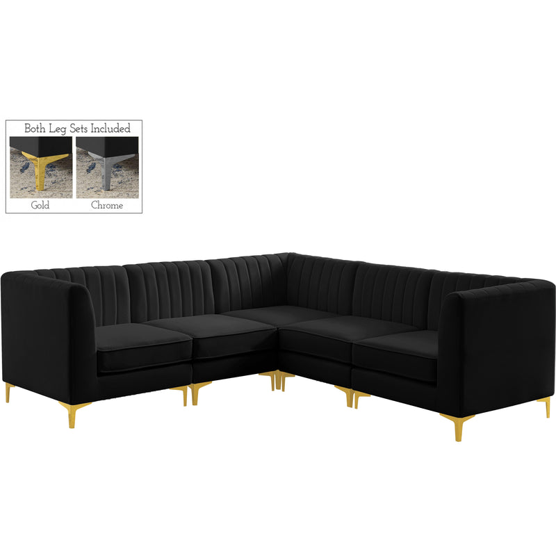 Meridian Alina Black Velvet Modular Sectional IMAGE 1