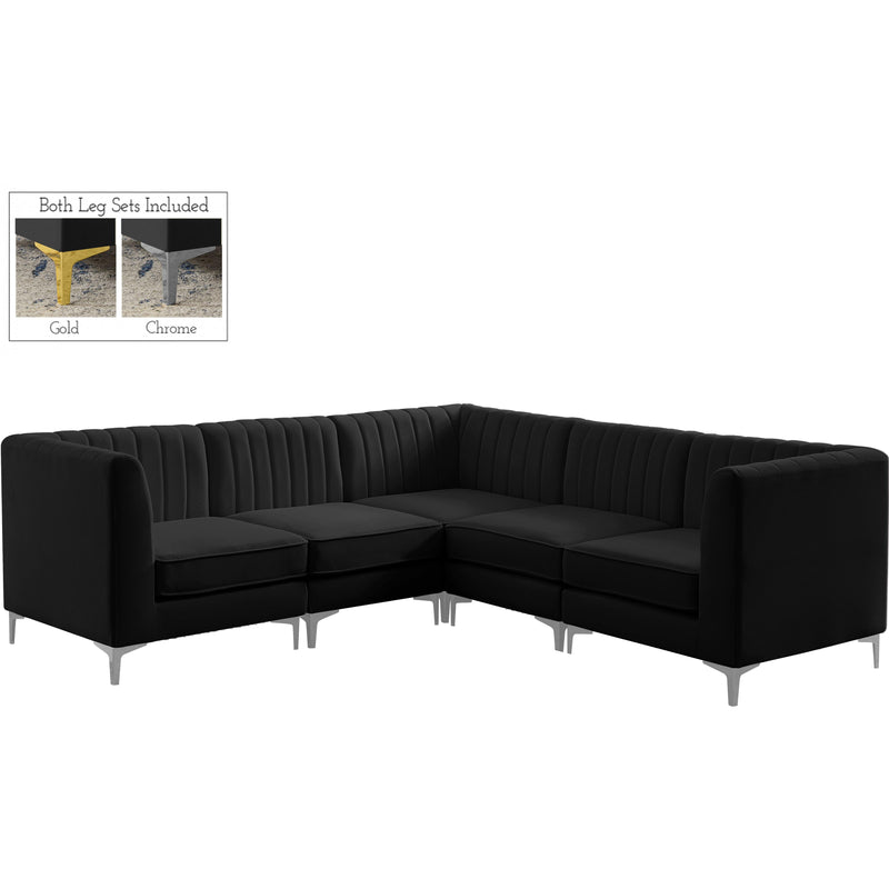 Meridian Alina Black Velvet Modular Sectional IMAGE 2