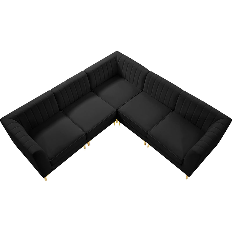 Meridian Alina Black Velvet Modular Sectional IMAGE 4