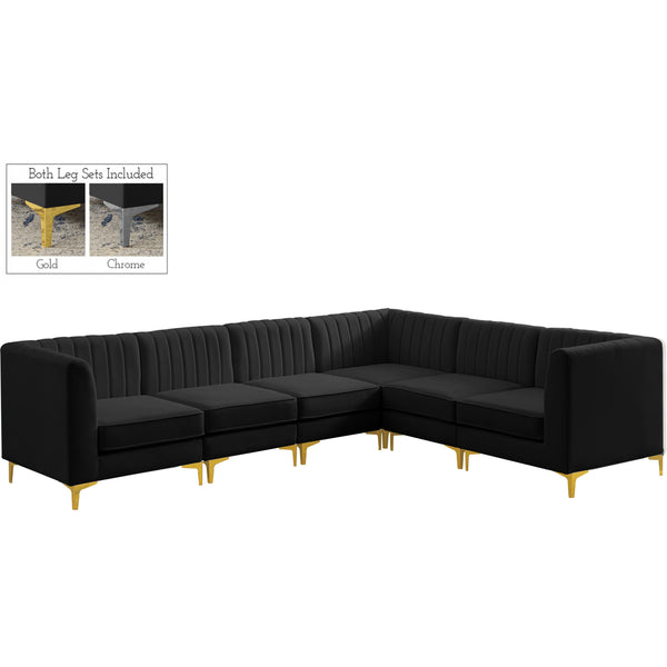 Meridian Alina Black Velvet Modular Sectional IMAGE 1