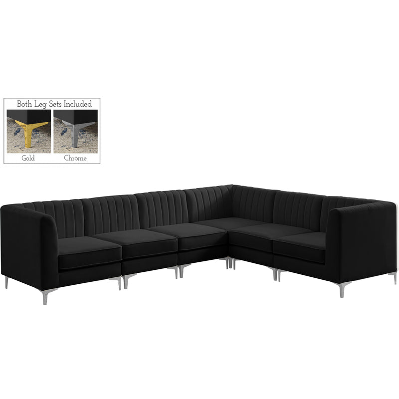 Meridian Alina Black Velvet Modular Sectional IMAGE 2