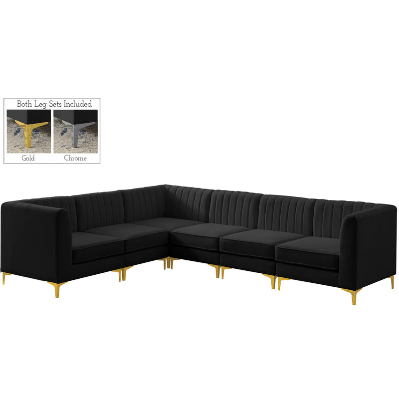 Meridian Alina Black Velvet Modular Sectional IMAGE 3