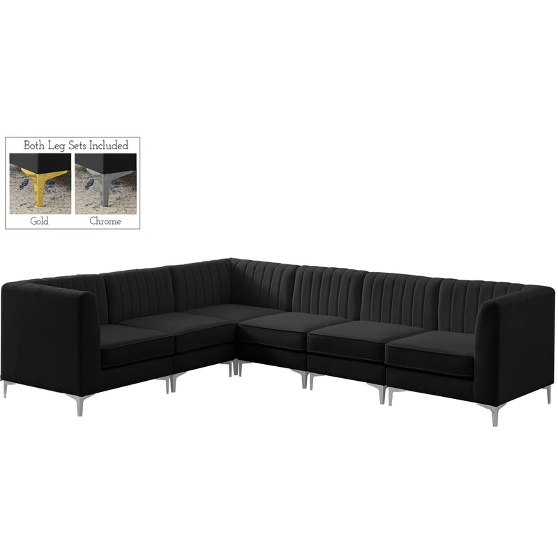 Meridian Alina Black Velvet Modular Sectional IMAGE 4