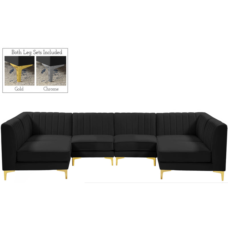 Meridian Alina Black Velvet Modular Sectional IMAGE 1