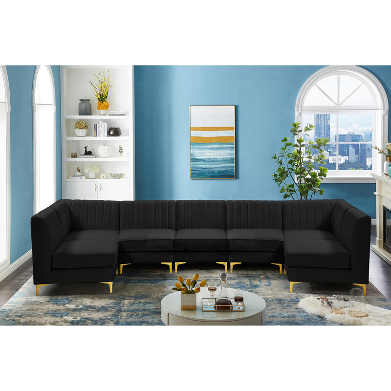 Meridian Alina Black Velvet Modular Sectional IMAGE 12