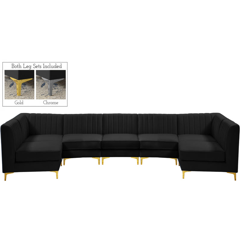 Meridian Alina Black Velvet Modular Sectional IMAGE 1