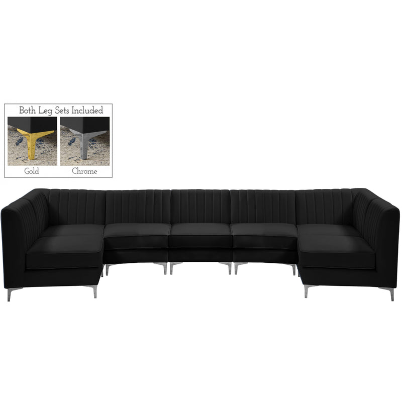 Meridian Alina Black Velvet Modular Sectional IMAGE 2