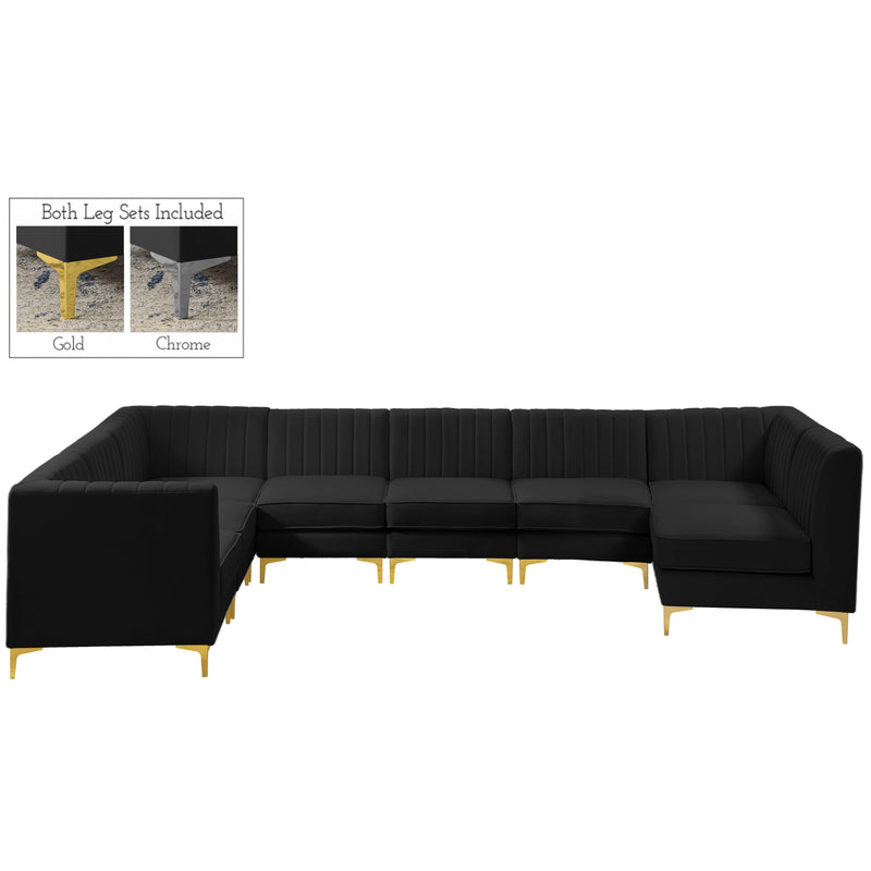 Meridian Alina Black Velvet Modular Sectional IMAGE 1