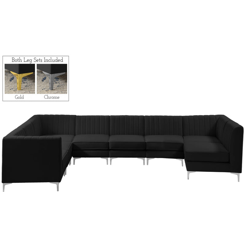 Meridian Alina Black Velvet Modular Sectional IMAGE 2