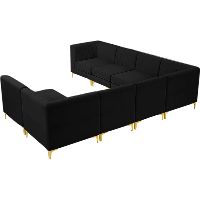 Meridian Alina Black Velvet Modular Sectional IMAGE 3