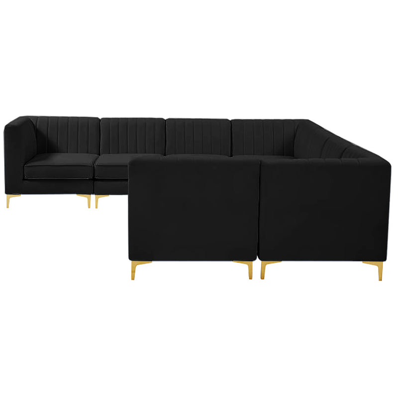 Meridian Alina Black Velvet Modular Sectional IMAGE 4