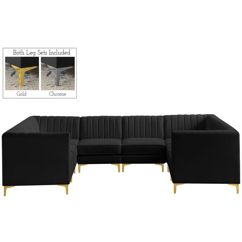 Meridian Alina Black Velvet Modular Sectional IMAGE 1